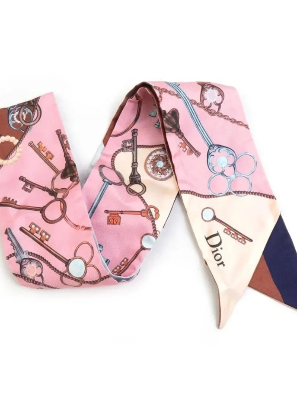 Auth Christian Dior Mitzah Scarf Multicolor Silk